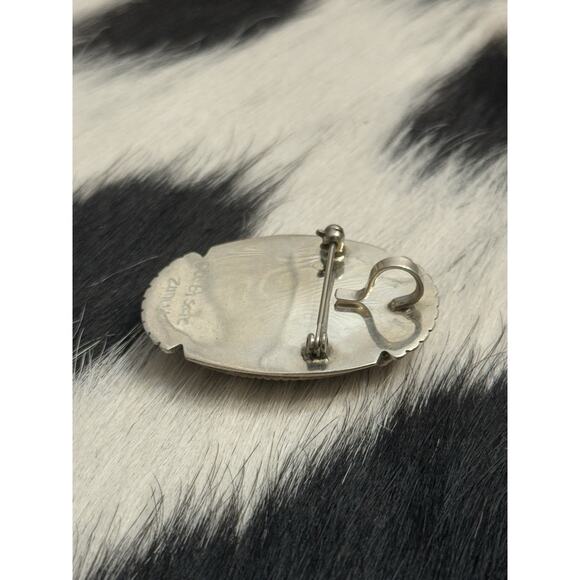 Zuni Native American Sterling Pin Pendant Kokopelli Turquoise Coral Bev Estate - Picture 6 of 10